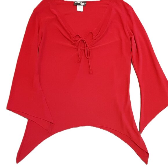 Rachel Rachel Woman's Top Size LARGE, Red, Stylish Sleeves & Bottom. Ships Fast. - Picture 3 of 7